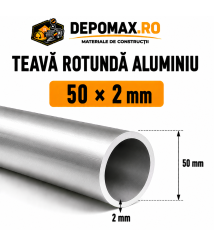 Teava rotunda aluminiu 50 x 2 mm, 6 metri (6060) Teava rotunda aluminiu 50 x 2 mm, 6 metri (6060)